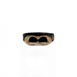 Coach Signature Leather Belt Double C Gold Ladies Soft Calfskin Black Sz Small